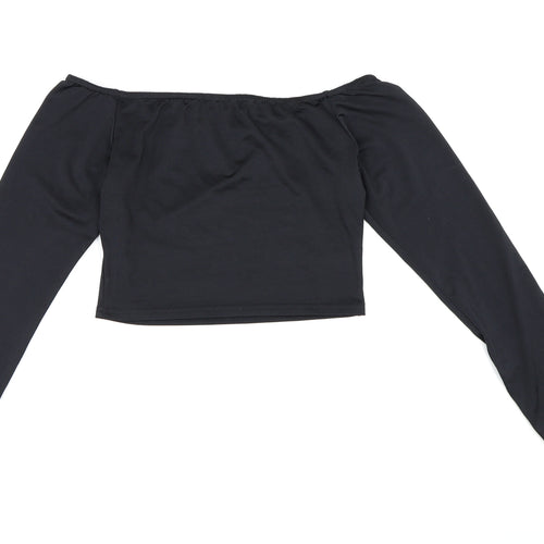 PRETTYLITTLETHING Womens Black   Cropped Blouse Size 10