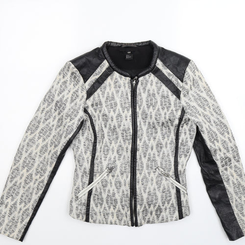H&M Womens Multicoloured Geometric  Jacket Blazer Size 10