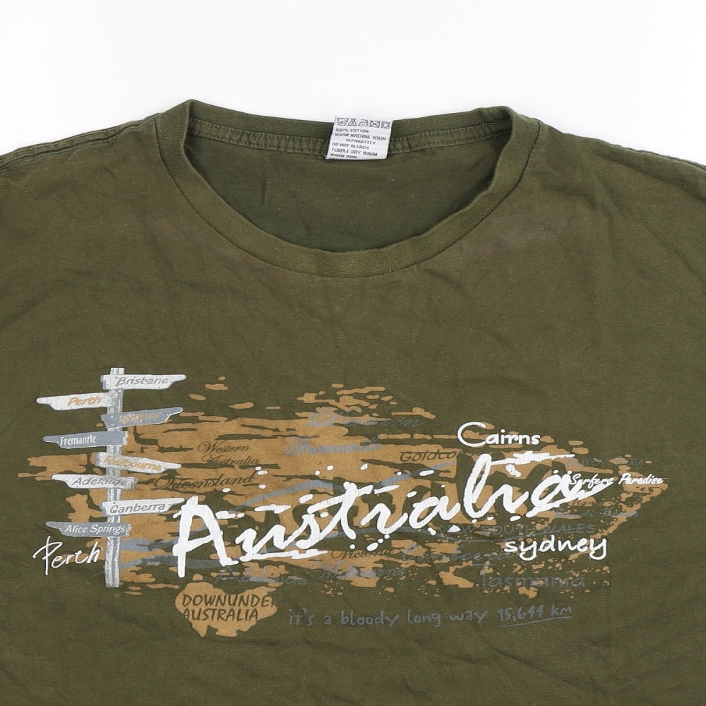 Australia Mens Green    T-Shirt Size L