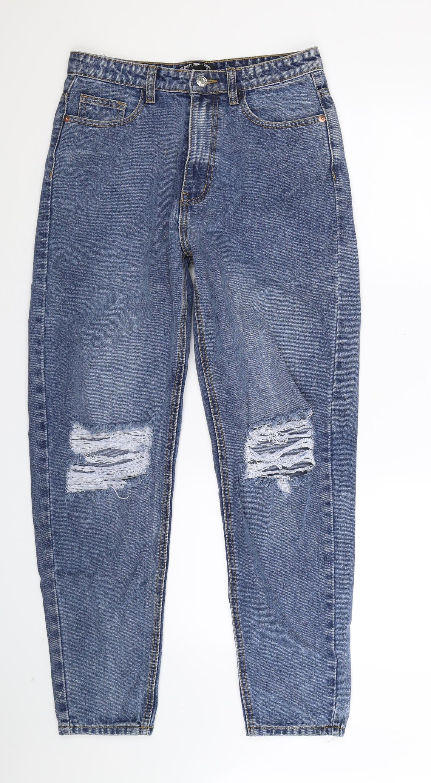 PRETTYLITTLETHING Womens Blue  Denim Mom Jeans Size 10 L30 in