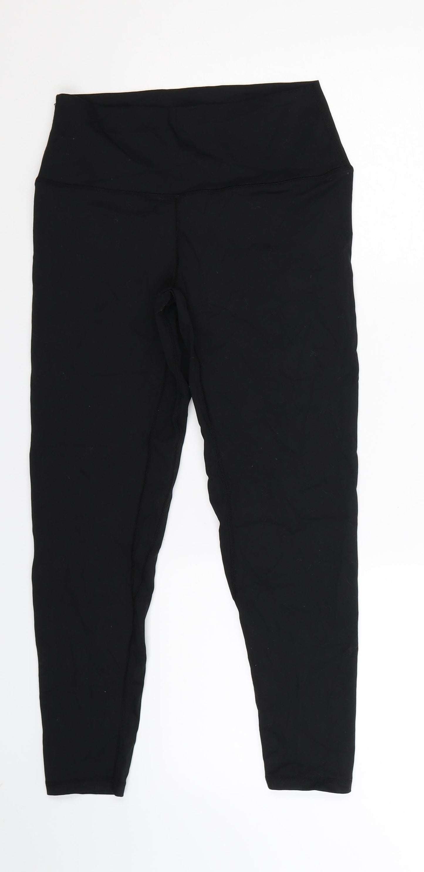 PRETTYLITTLETHING Womens Black   Compression Leggings Size 8 L22 in - Crop