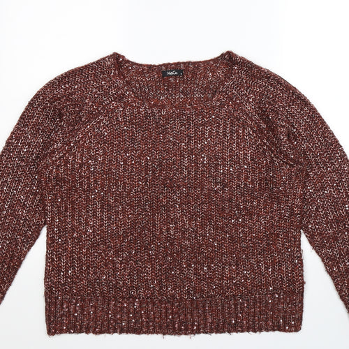 M&Co Womens Brown  Knit Pullover Jumper Size M