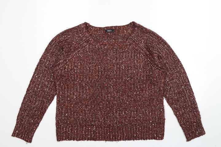 M&Co Womens Brown  Knit Pullover Jumper Size M
