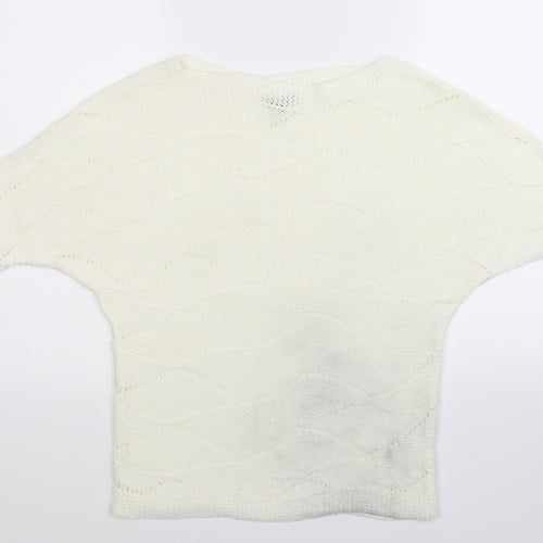 2 Elles Womens White  Knit Pullover Jumper Size L