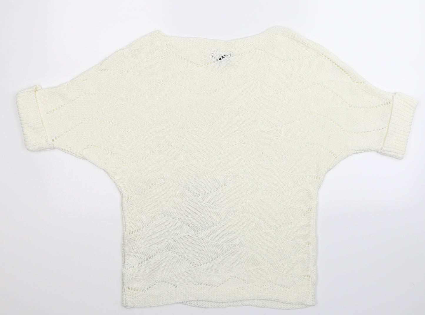 2 Elles Womens White  Knit Pullover Jumper Size L
