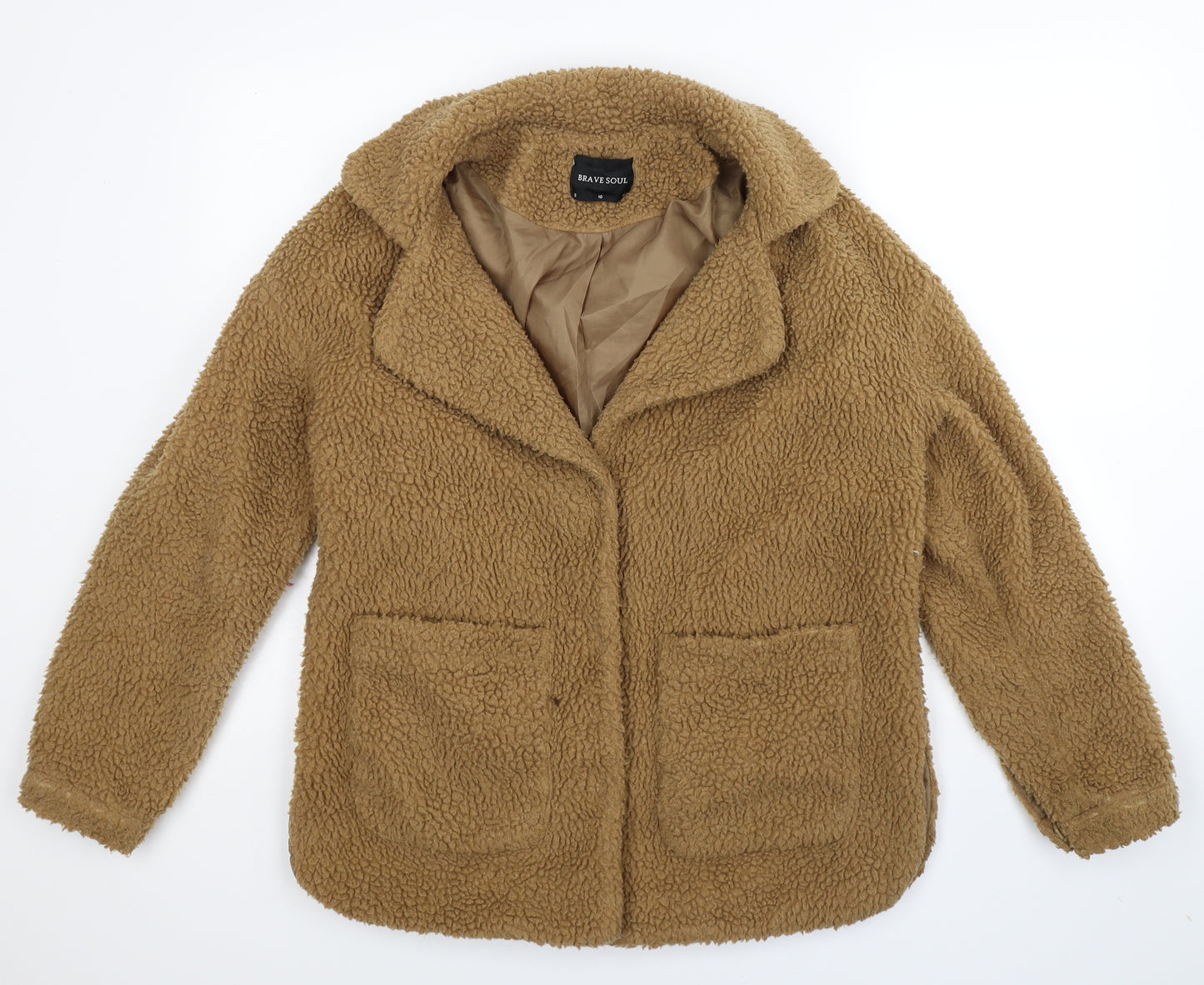 Brave Soul Womens Beige  Fleece Jacket  Size 10