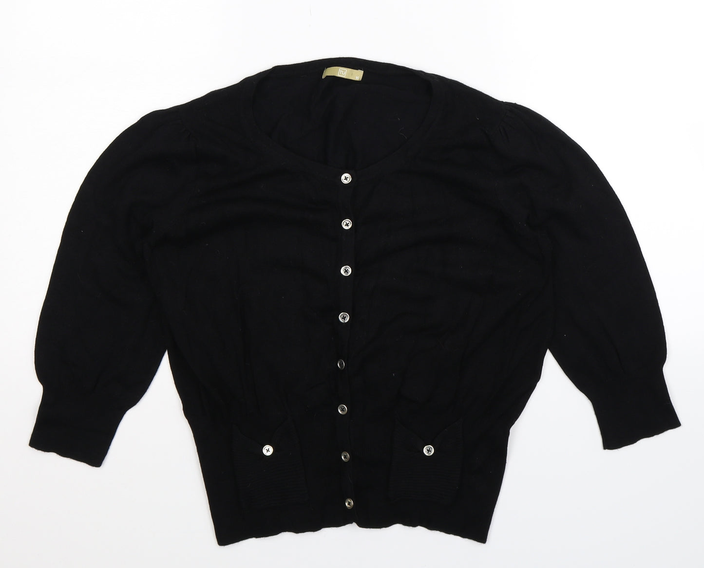 TU Womens Black  Knit Cardigan Jumper Size 16