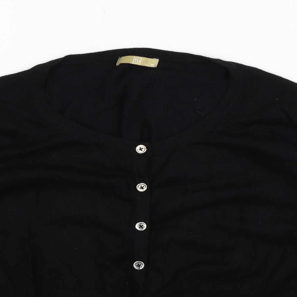 TU Womens Black  Knit Cardigan Jumper Size 16