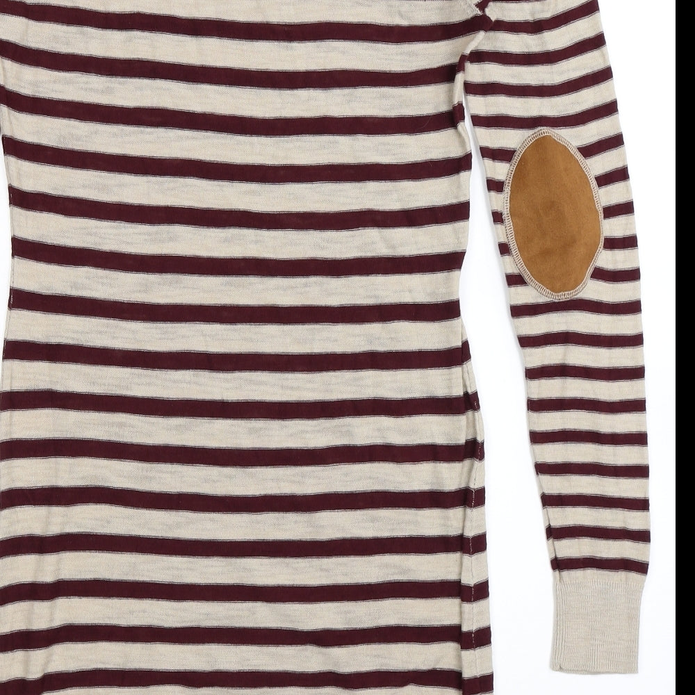 NEXT Womens Beige Striped Knit Jumper Dress  Size 12