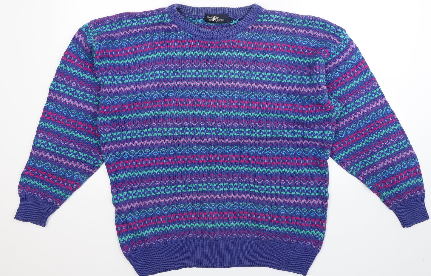 Country Cottons Mens Multicoloured Geometric Knit Pullover Jumper Size L