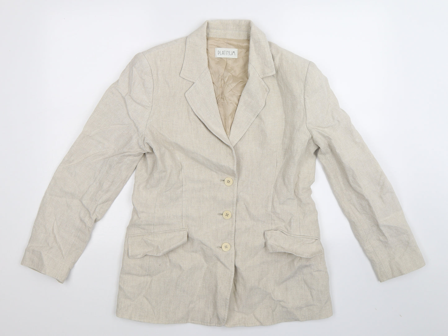 Platinum Womens Beige   Jacket Blazer Size 14