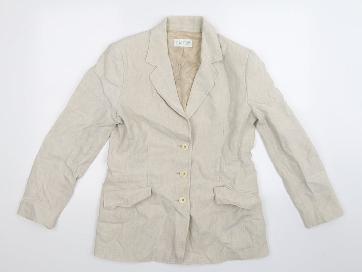 Platinum Womens Beige   Jacket Blazer Size 14