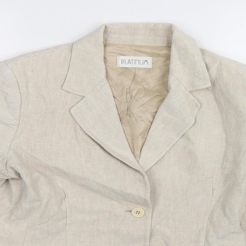 Platinum Womens Beige   Jacket Blazer Size 14