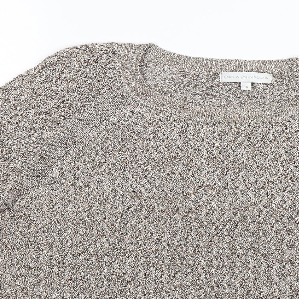 RJR.John Rocha Womens Gold  Knit Pullover Jumper Size 14