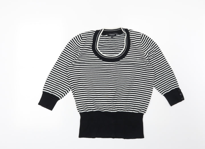 Debenhams Womens Black Striped  Pullover Jumper Size 14