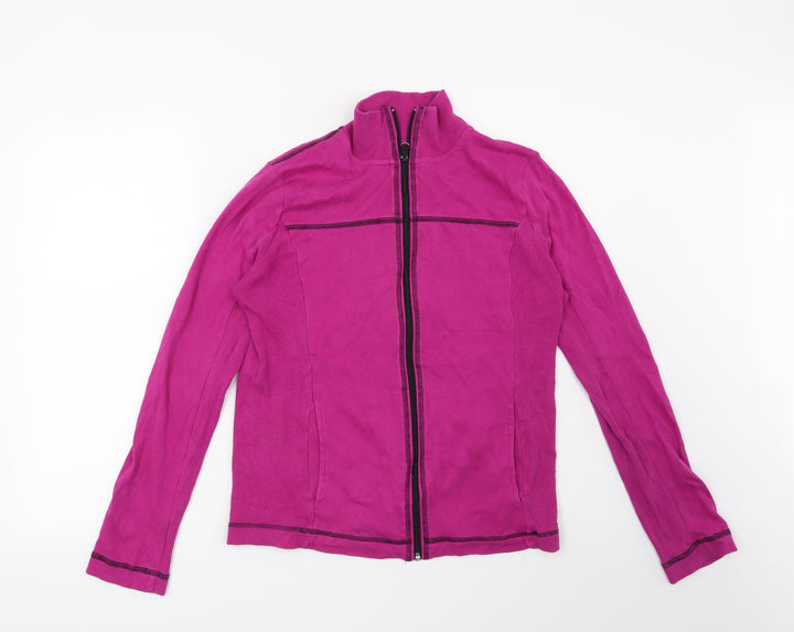 Jones New York Womens Pink Full Zip Sweatshirt Size L
