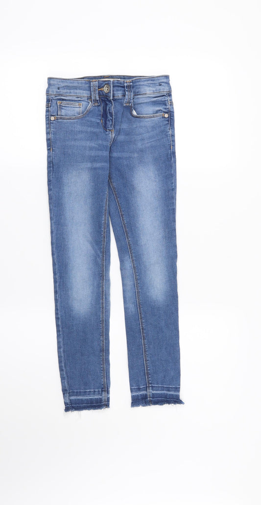 Front view of Next girls’ blue skinny jeans, size 8, years