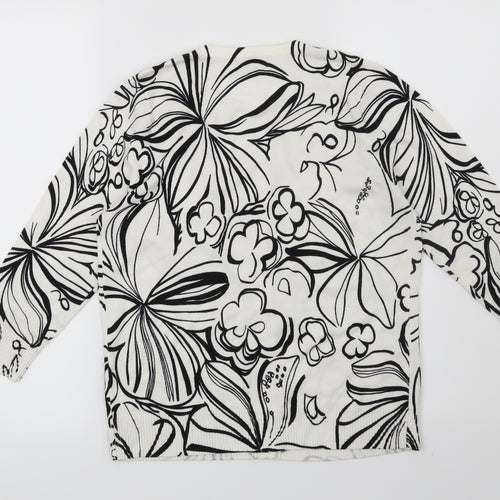 Papaya Womens White Floral  Cardigan Jumper Size 12