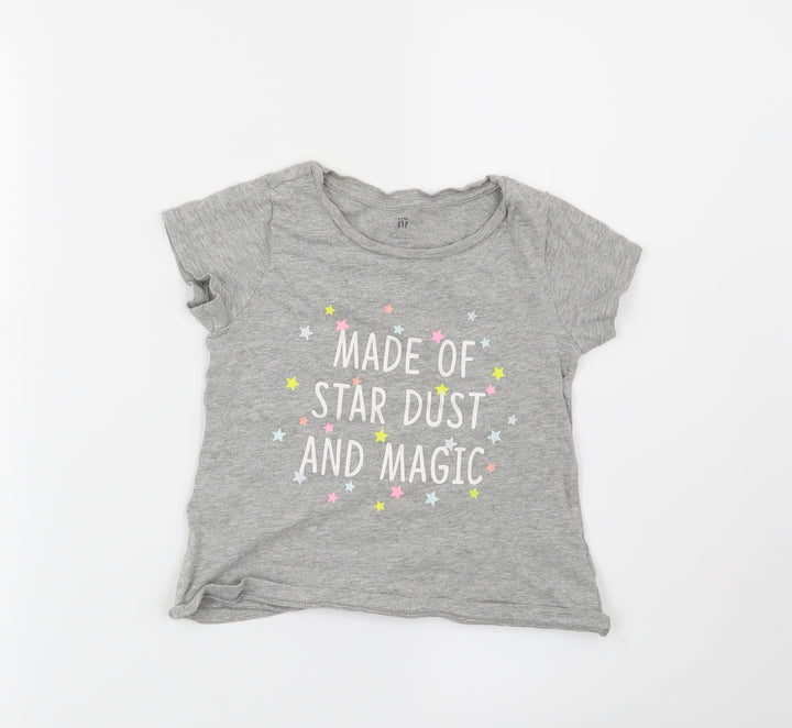 Gap Girls Grey   Basic T-Shirt Size 4 Years  - Made of Star Dust and Magic