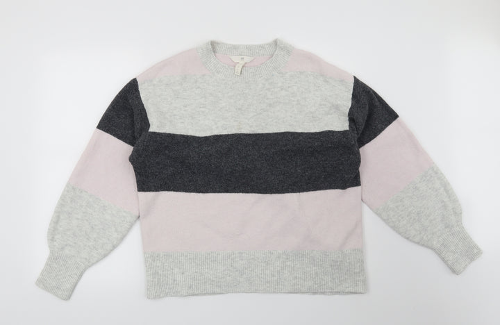 H&M Womens Grey Striped  Pullover Jumper Size M
