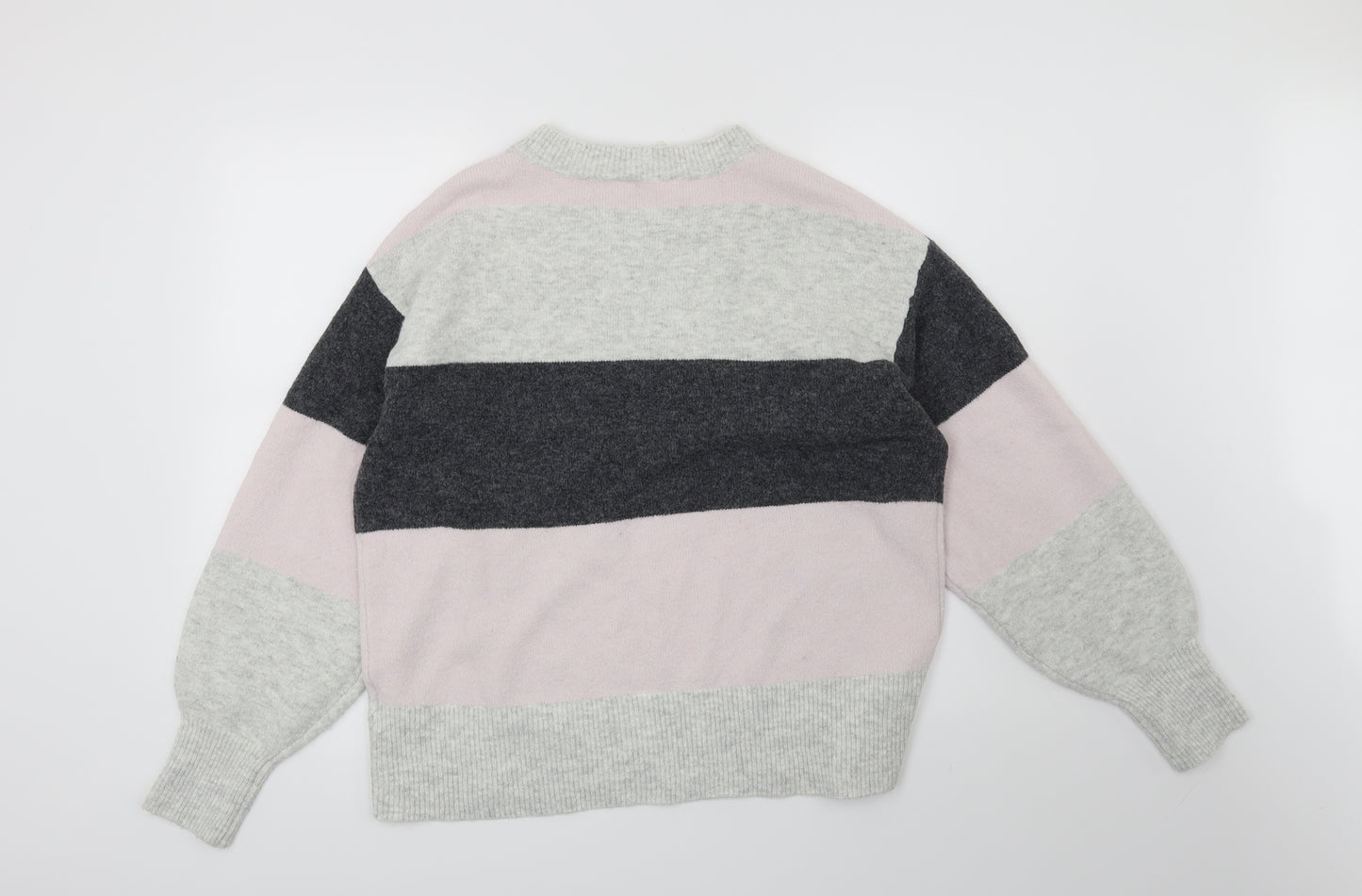 H&M Womens Grey Striped  Pullover Jumper Size M