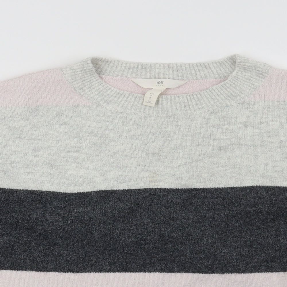 H&M Womens Grey Striped  Pullover Jumper Size M