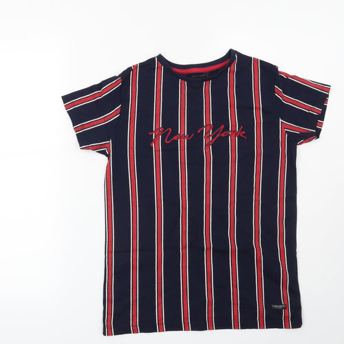 Threadboys Boys Blue Striped  Basic T-Shirt Size 11-12 Years