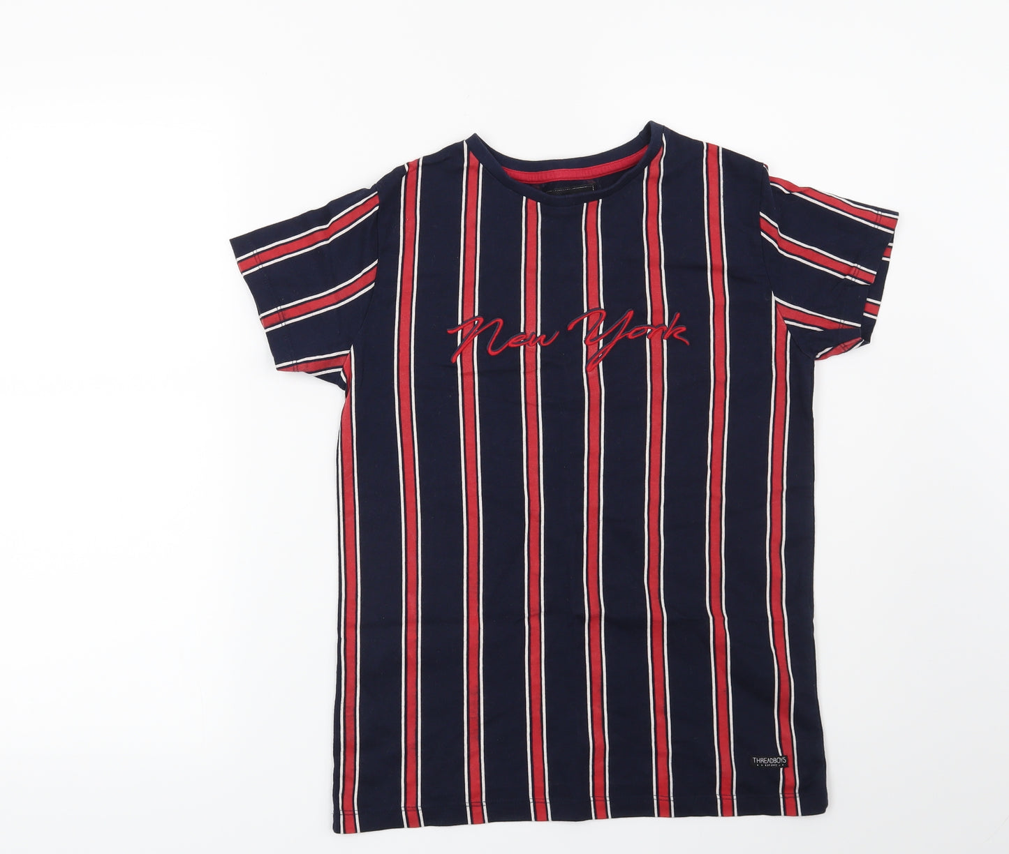 Threadboys Boys Blue Striped  Basic T-Shirt Size 11-12 Years