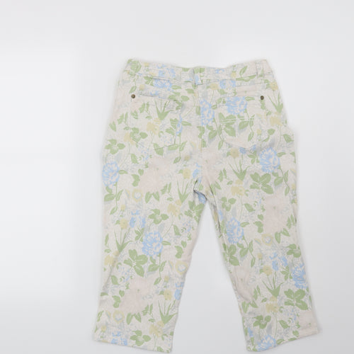 F&F Womens Beige Floral  Cropped Jeans Size 30 in