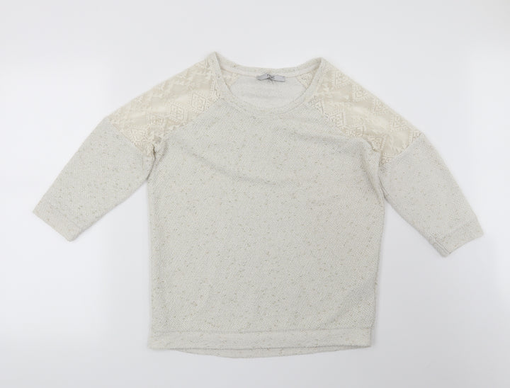 NEXT Womens Beige Geometric  Pullover Sweatshirt Size 8