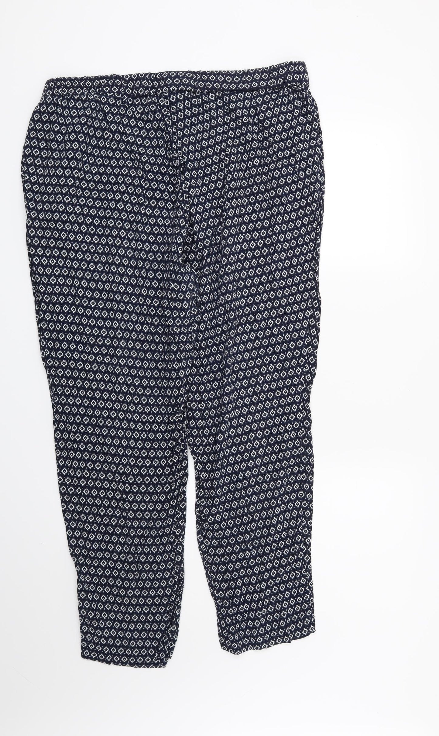 H&M Womens Blue Geometric  Trousers  Size 18 L26 in
