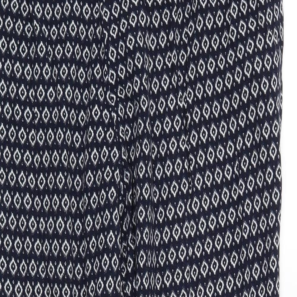 H&M Womens Blue Geometric  Trousers  Size 18 L26 in