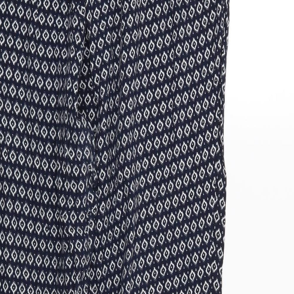 H&M Womens Blue Geometric  Trousers  Size 18 L26 in