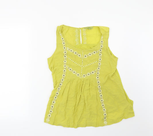 Front view of Next women’s green geometric basic blouse, size UK 12