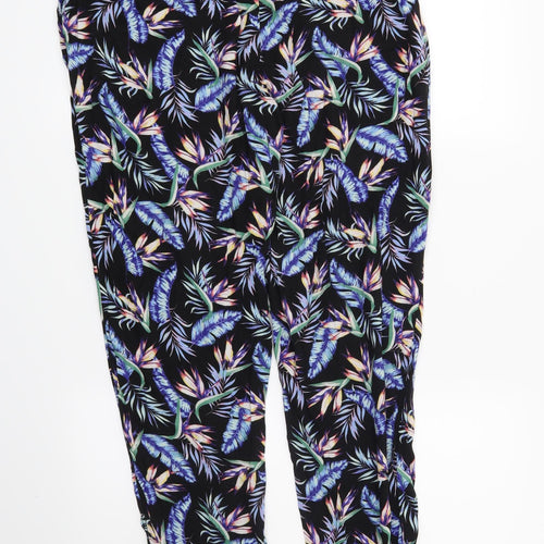 H&M Womens Black Floral  Trousers  Size 12 L29 in