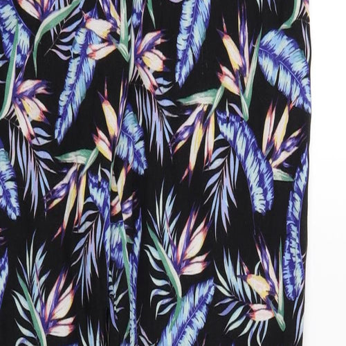 H&M Womens Black Floral  Trousers  Size 12 L29 in