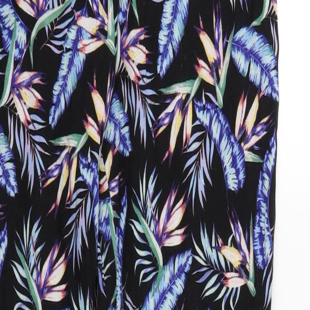 H&M Womens Black Floral  Trousers  Size 12 L29 in
