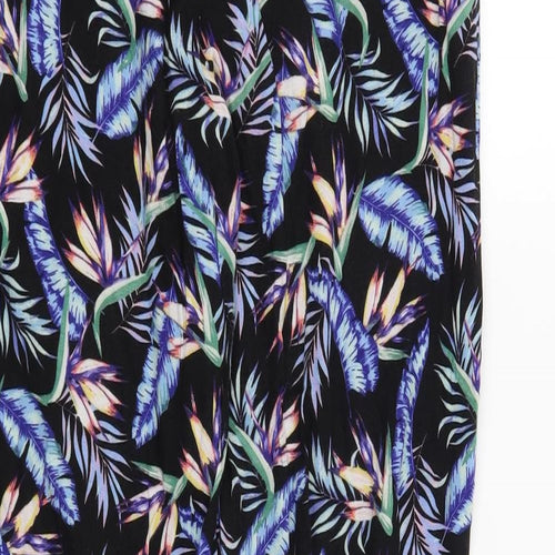 H&M Womens Black Floral  Trousers  Size 12 L29 in