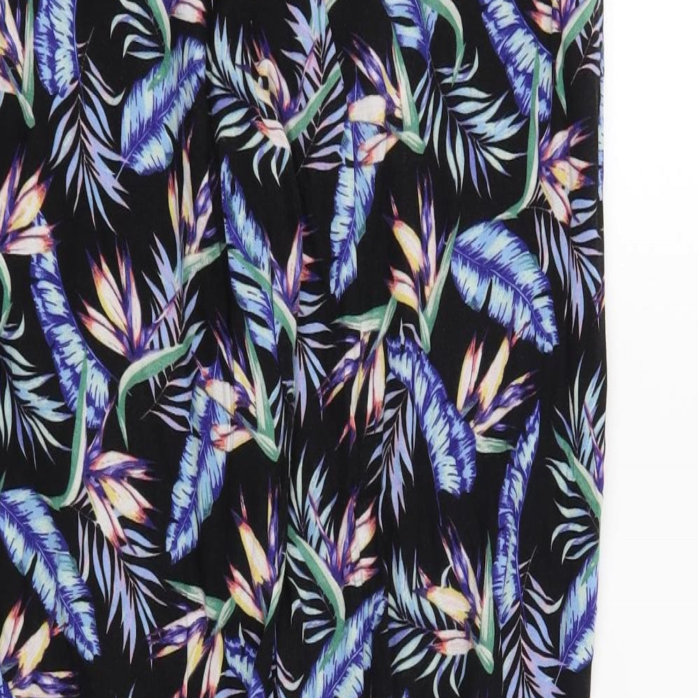 H&M Womens Black Floral  Trousers  Size 12 L29 in