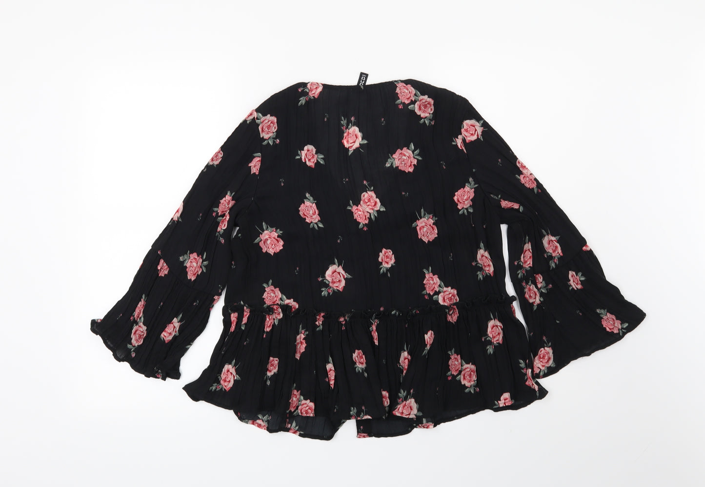 H&M Womens Black Floral  Basic Blouse Size 10