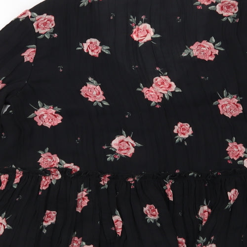 H&M Womens Black Floral  Basic Blouse Size 10