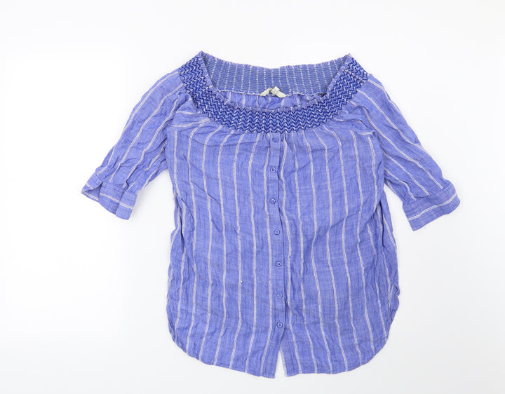 NEXT Womens Blue Striped  Basic Blouse Size 12