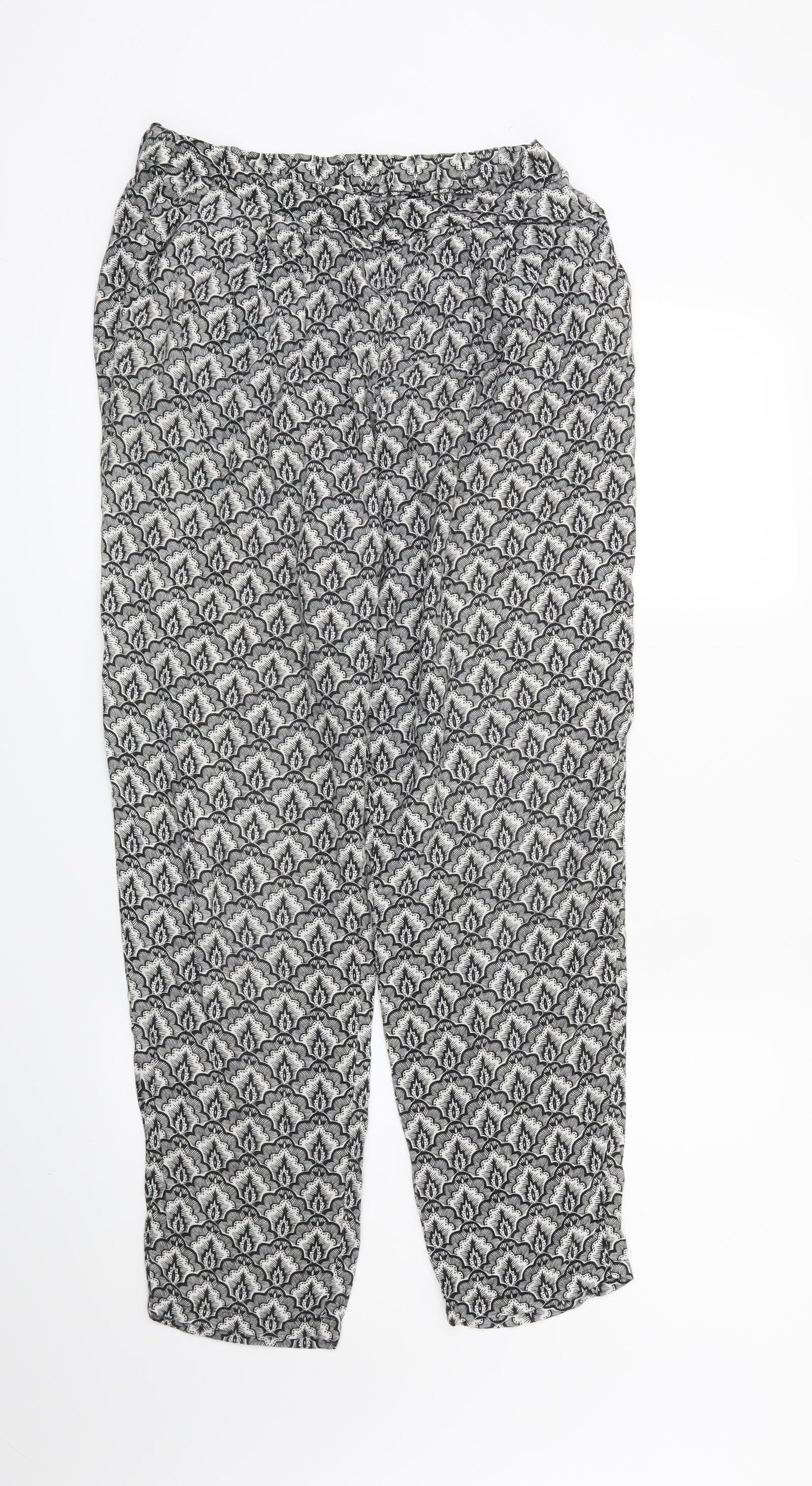 H&M Womens Black Geometric  Trousers  Size 6 L27 in