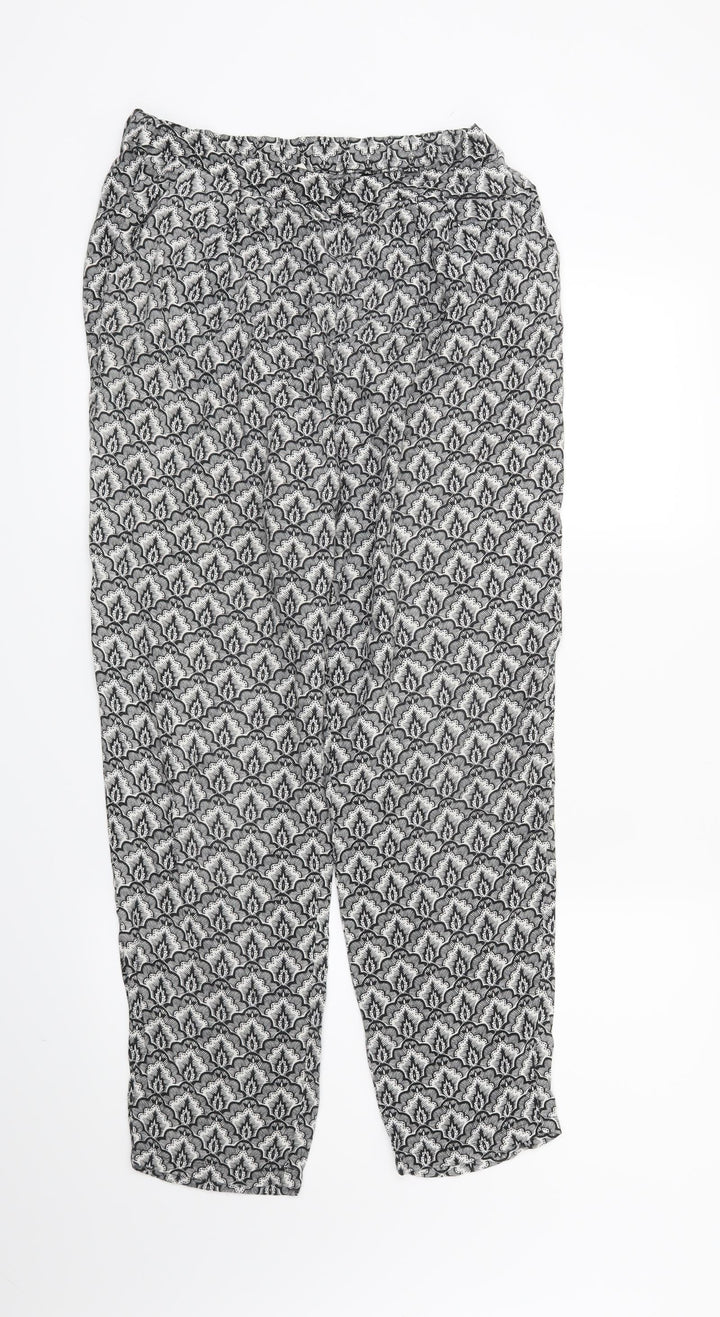 H&M Womens Black Geometric  Trousers  Size 6 L27 in