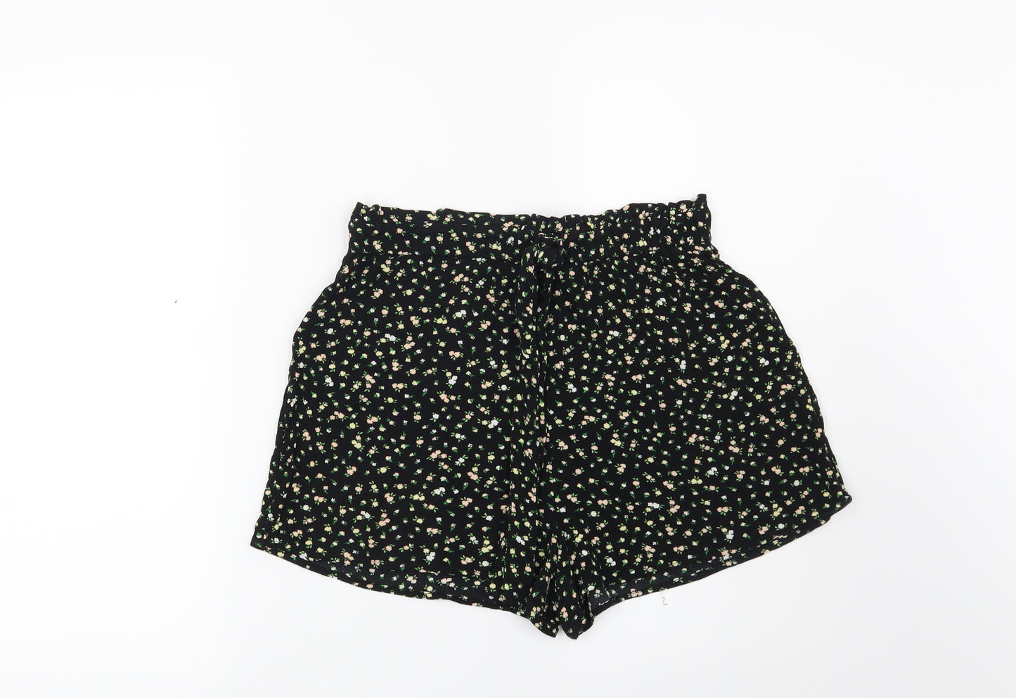 H&M Womens Black Floral  Culotte Shorts Size 10