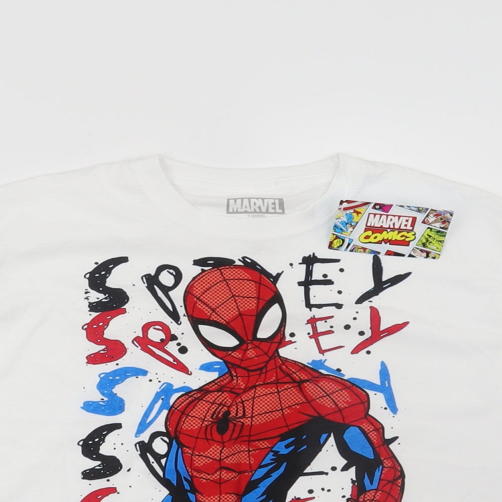 Marvel Boys White   Basic T-Shirt Size 7-8 Years  - Marvel Spiderman