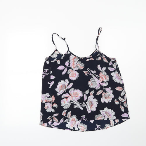 Papaya Womens Blue Floral  Basic Blouse Size 10
