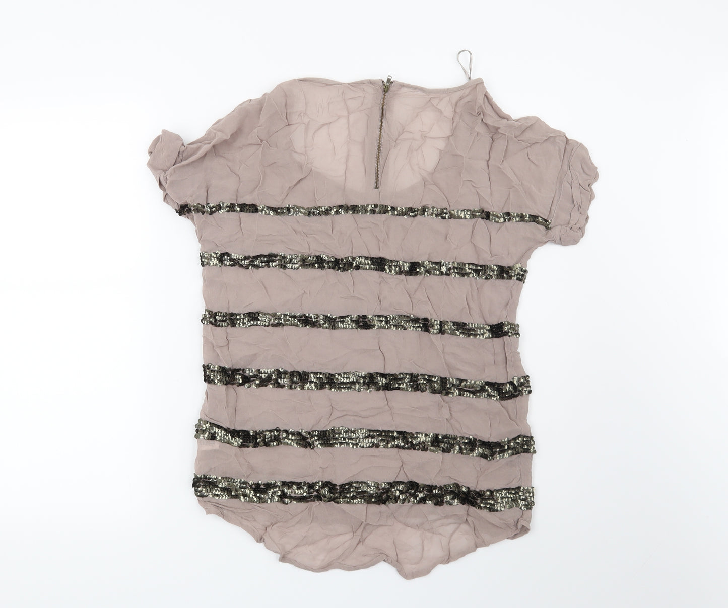 NEXT Womens Brown Striped  Basic Blouse Size 10