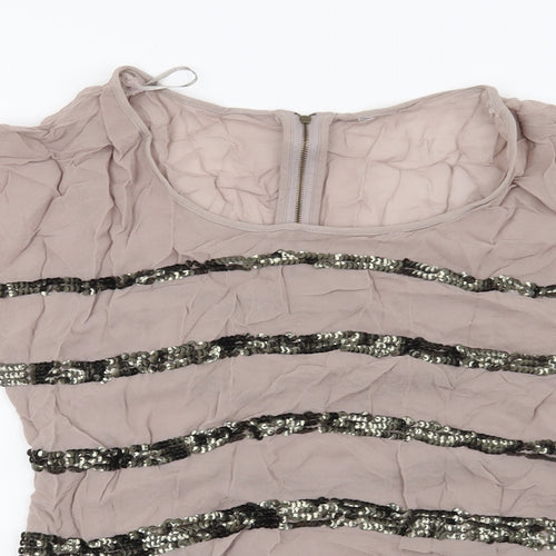 NEXT Womens Brown Striped  Basic Blouse Size 10