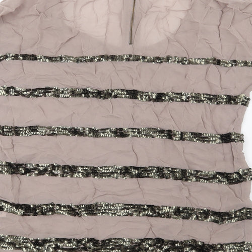 NEXT Womens Brown Striped  Basic Blouse Size 10